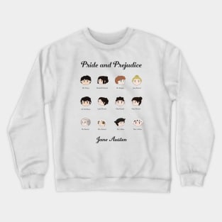 Pride and Prejudice Kawaii Character Illustrations Crewneck Sweatshirt